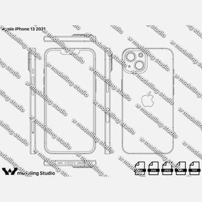 Iphone 13.pdf Apple iPhone 13 2021 blueprint - Stock Image by W modeling Blueprints
