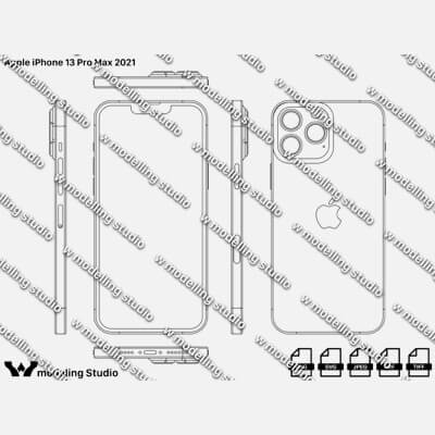 Apple iPhone 13 Pro Max 2021 blueprint - Stock Image by W modeling ...