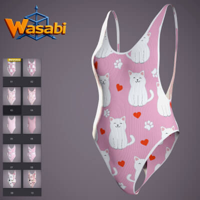 Wasabi One Piece Swimsuit for Genesis 8 Female and Genesis 9