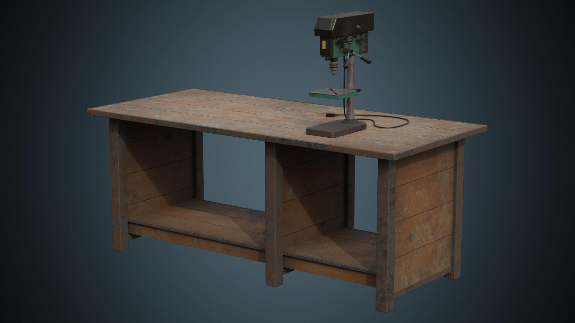 Drill Press And Workbench 1B 3D Model by weeray