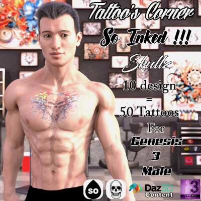 Tattoos Corner  So Inked Series Vol 1 Skull for G3M