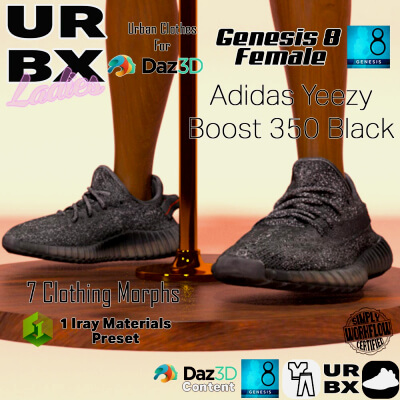 URBX Ladies G8F-Adidas Yeezy Boost 350 Black