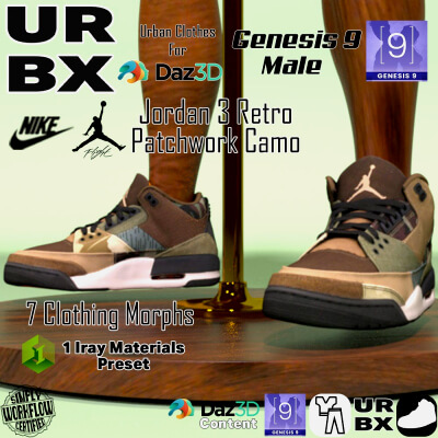 URBX-G9M-Nike Jordan 3 Retro Patchwork Camo