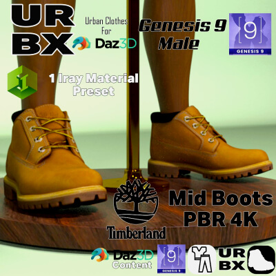 URBX-G9M-Timberland Mid Boots PBR 4K