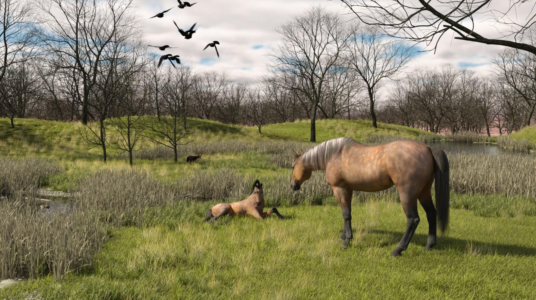 Spring Render Scene Early Spring. 3D Render, Digital Art by westcala1c