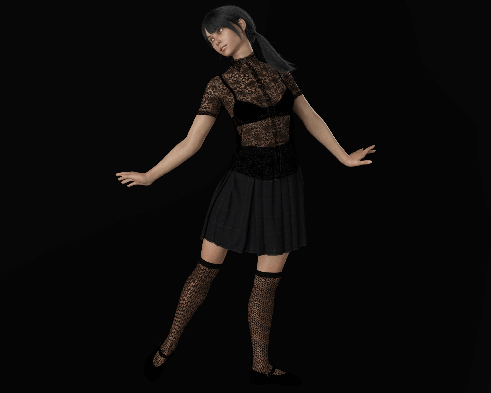 Gothic Dress G8F 3D Render, Digital Art by wildthing