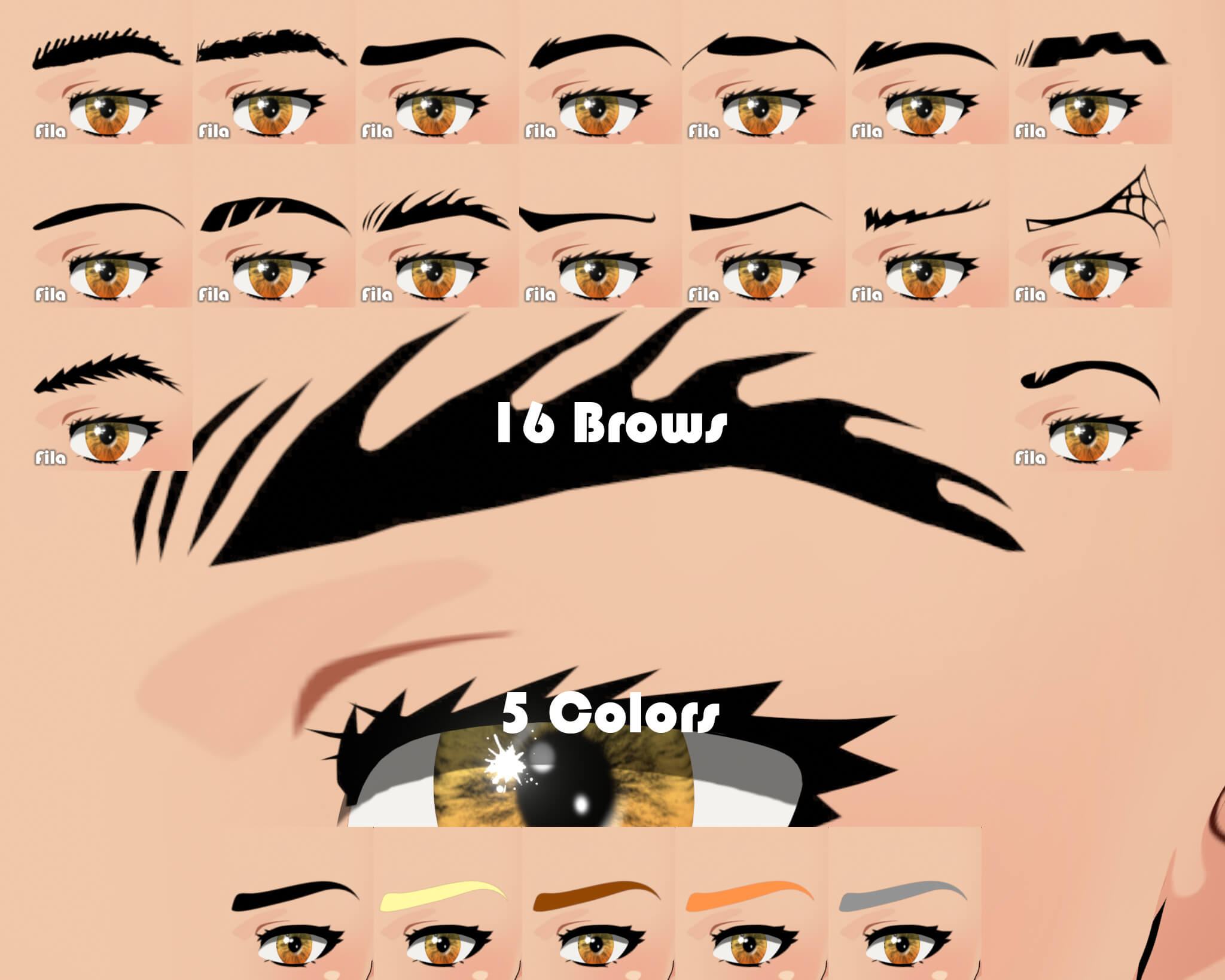 WT Toon Brows Set No.1 for G9 Anime - Daz Content by wildthing