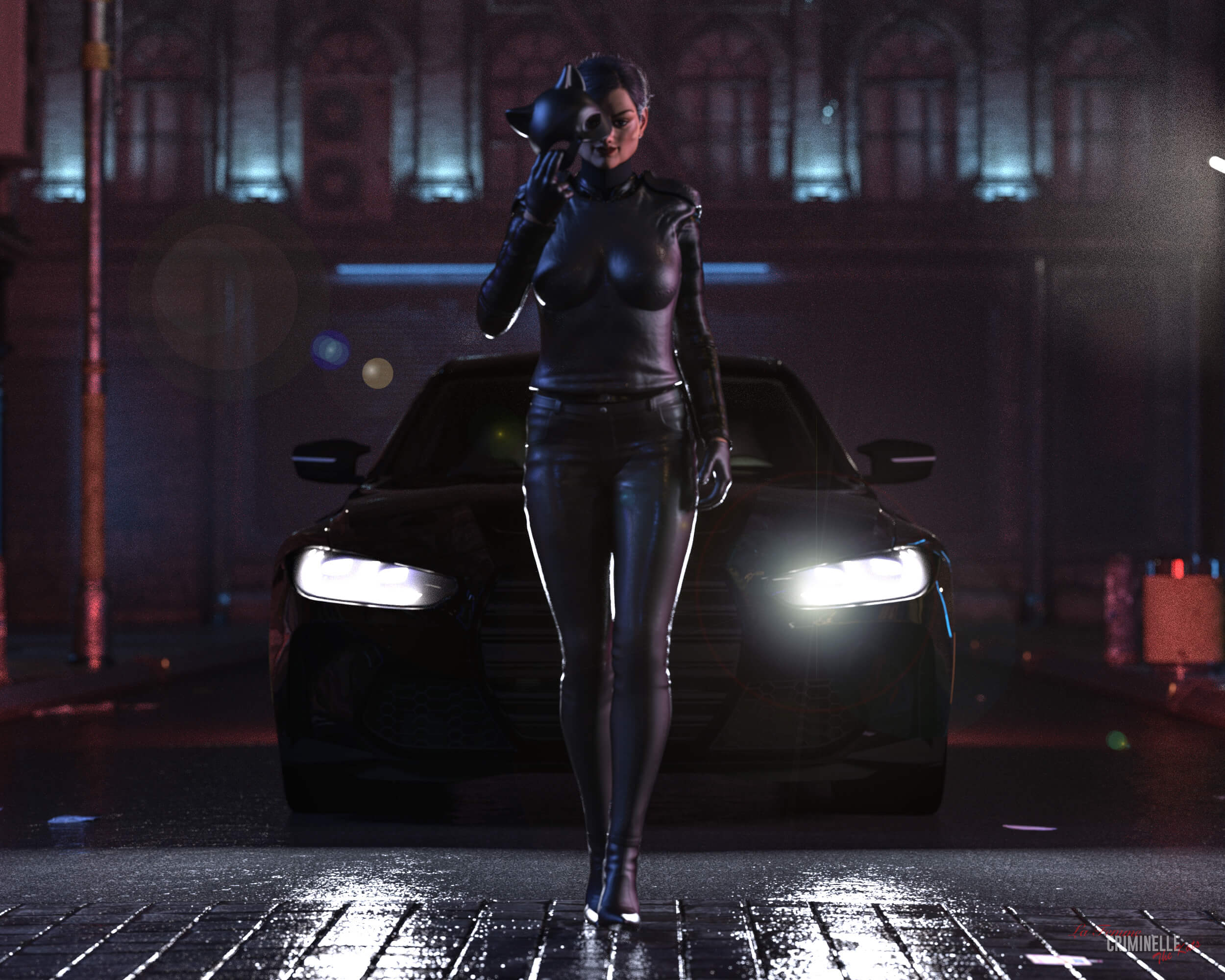 The Kat on the Prowl with Her Kat 3D Render by Wintoons