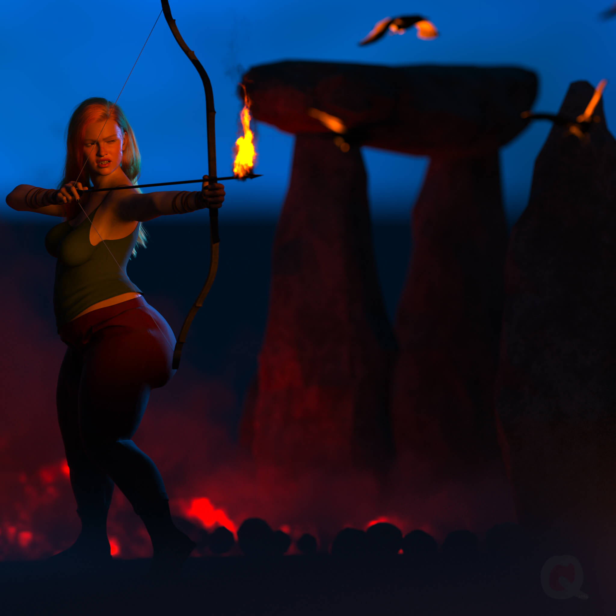 Arrow of Dawn 3D Render, Digital Art by Wollle