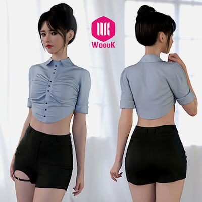 dForce WUK Rolled Up Sleeve Shorts Suit for Genesis 8 and 8 by WoouK