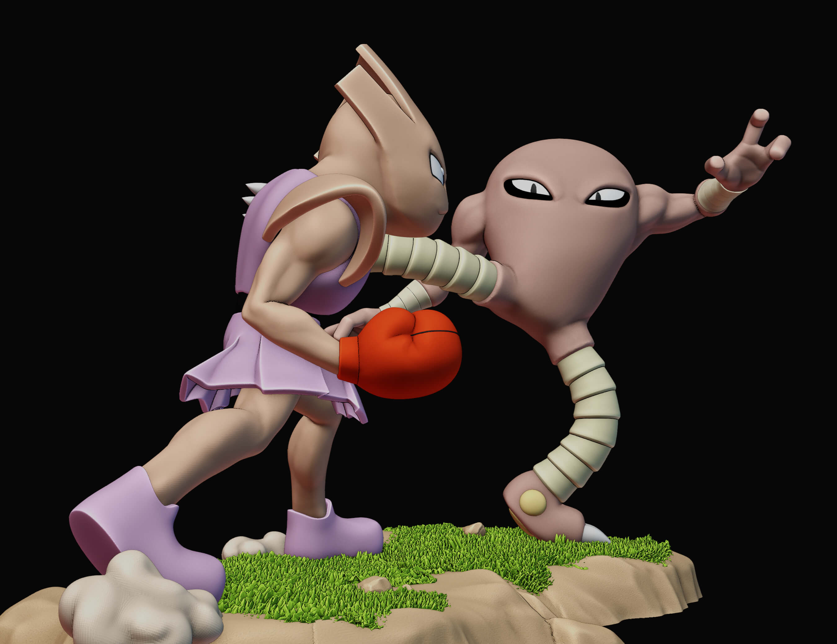 Hitmonchan Vs Hitmonlee - Pokemon 3D Model by Wsonuchiha3D