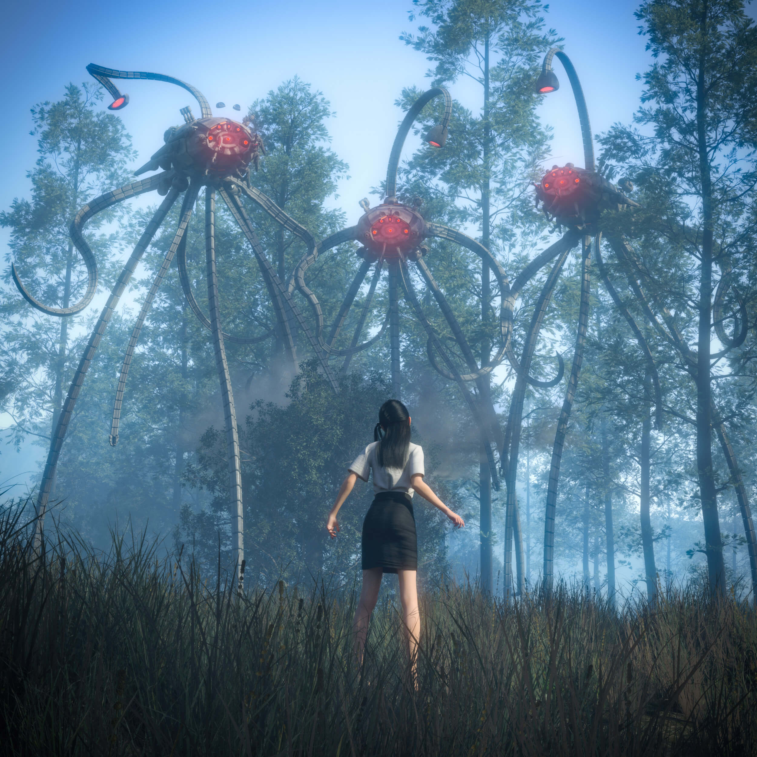 Invaders! 3D Render, Digital Art by xanathon