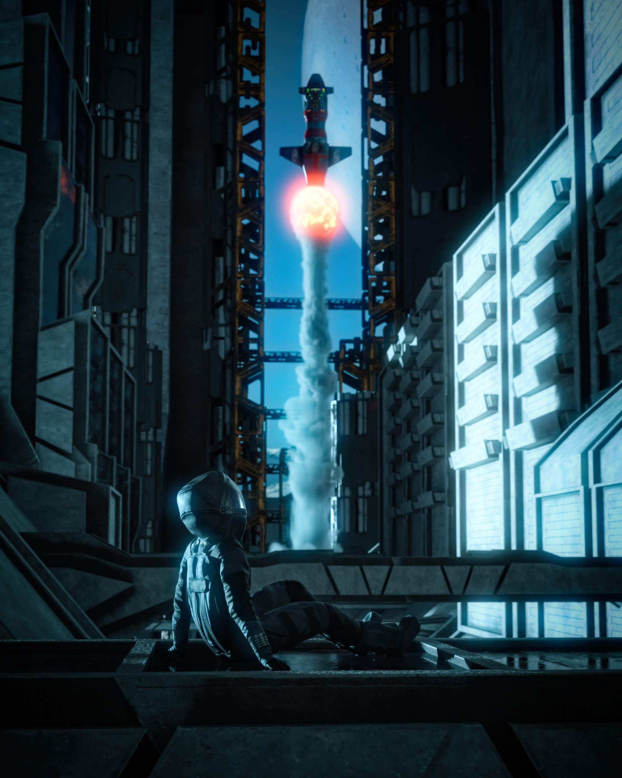 Launch 3D Render, Digital Art by xanathon