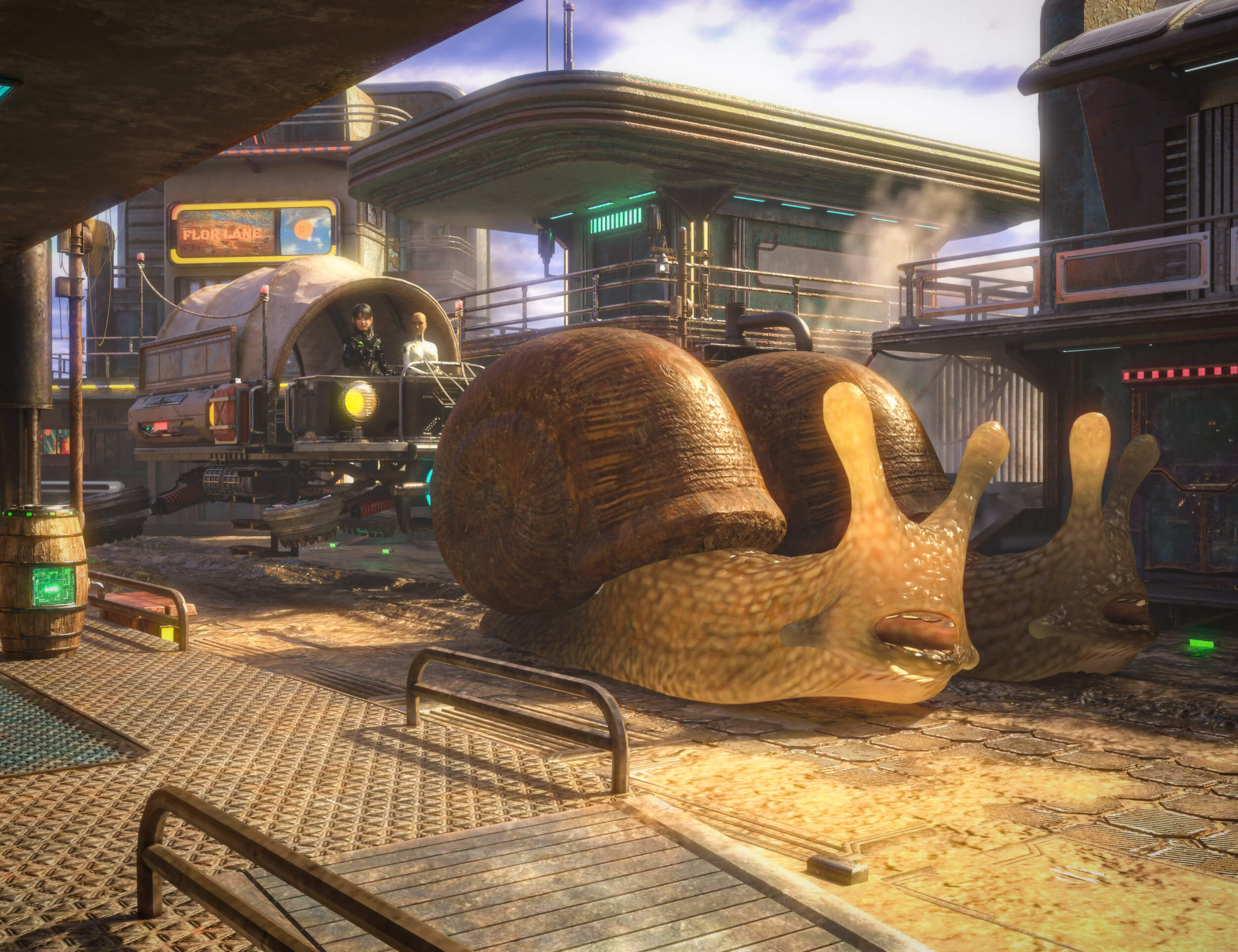 Snail Express 3D Render, Digital Art by xanathon