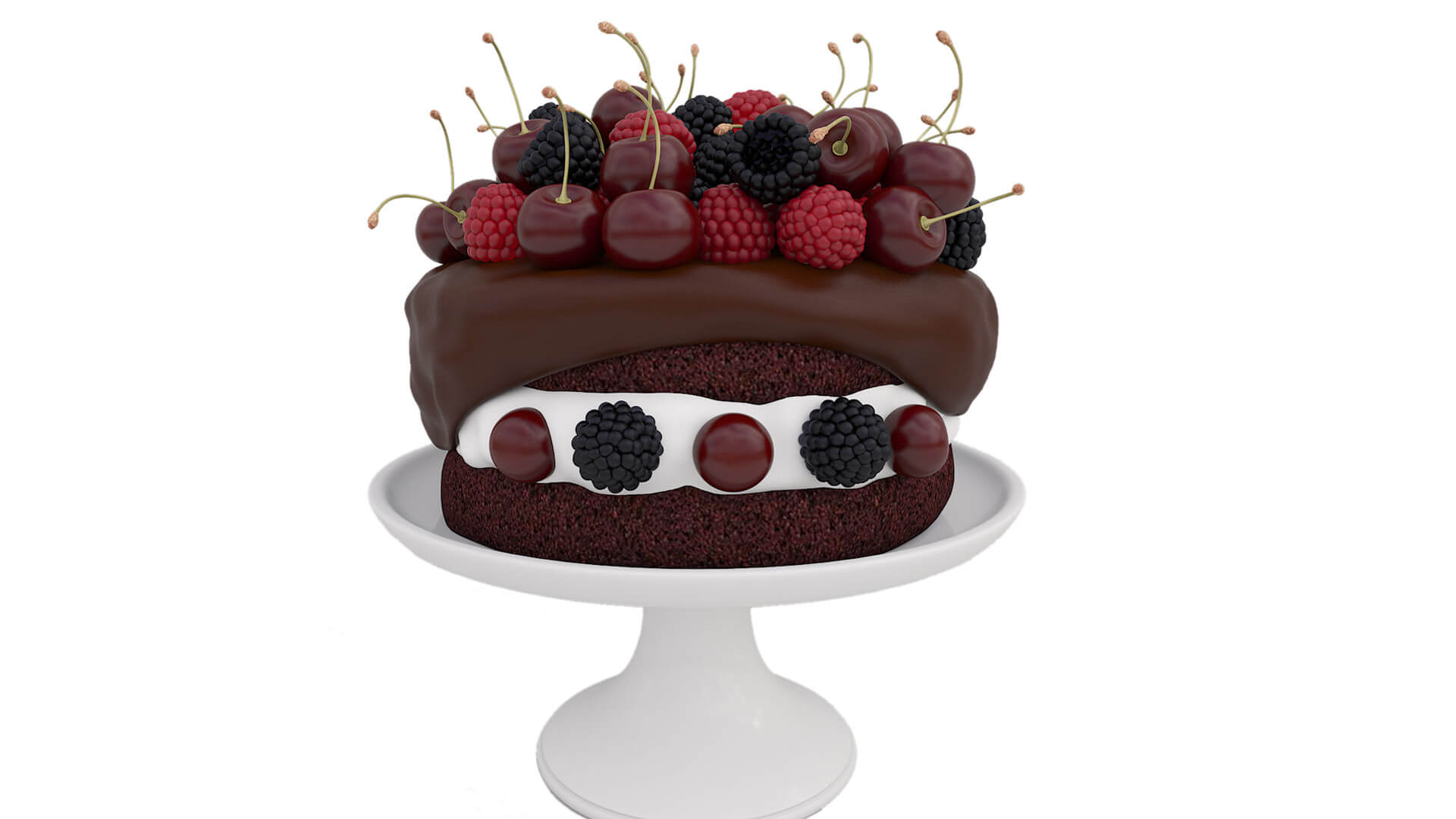 Cherry Berry Cake 3D Model by Xandra Fox