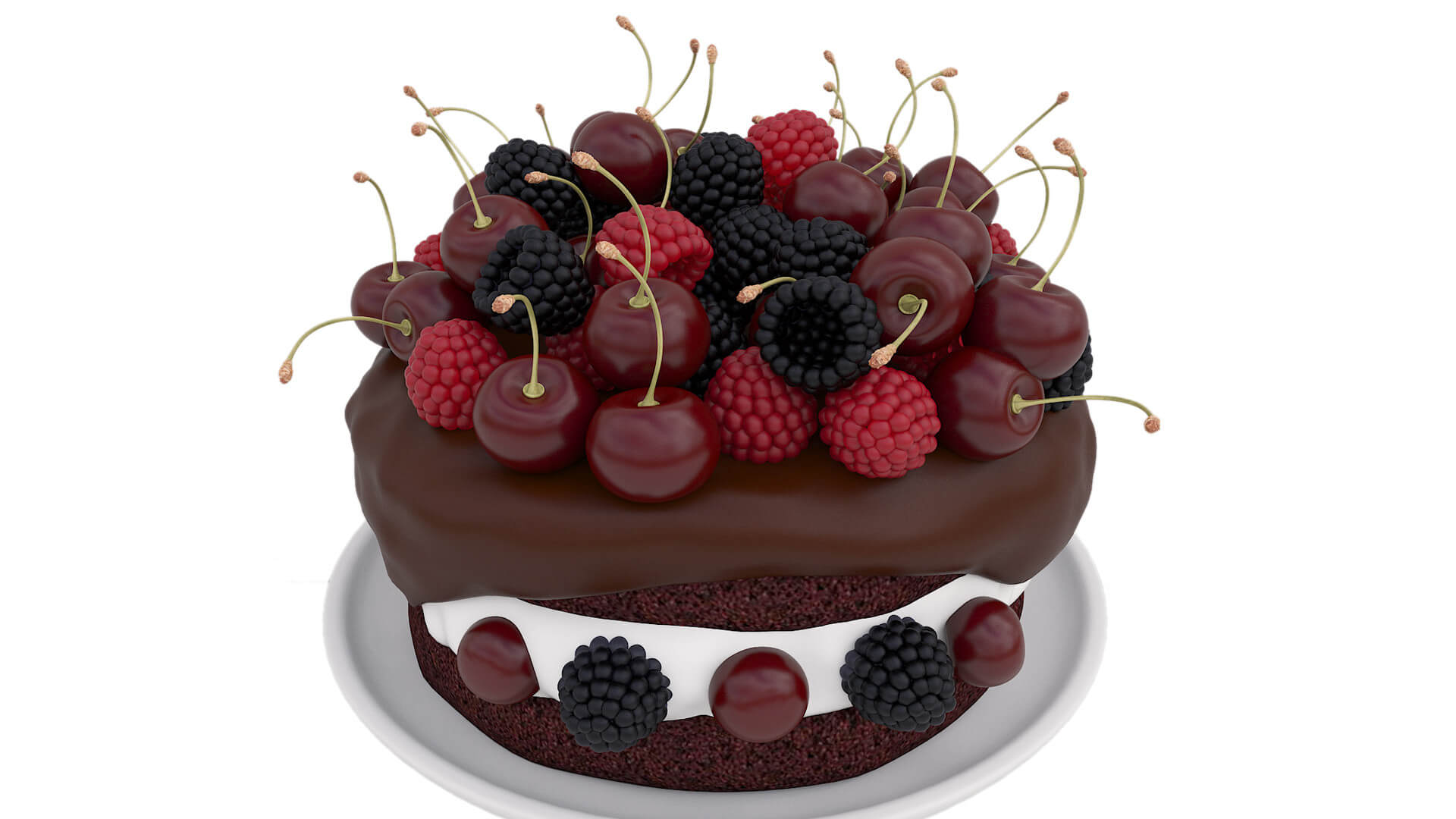 Cherry Berry Cake 3D Model by Xandra Fox