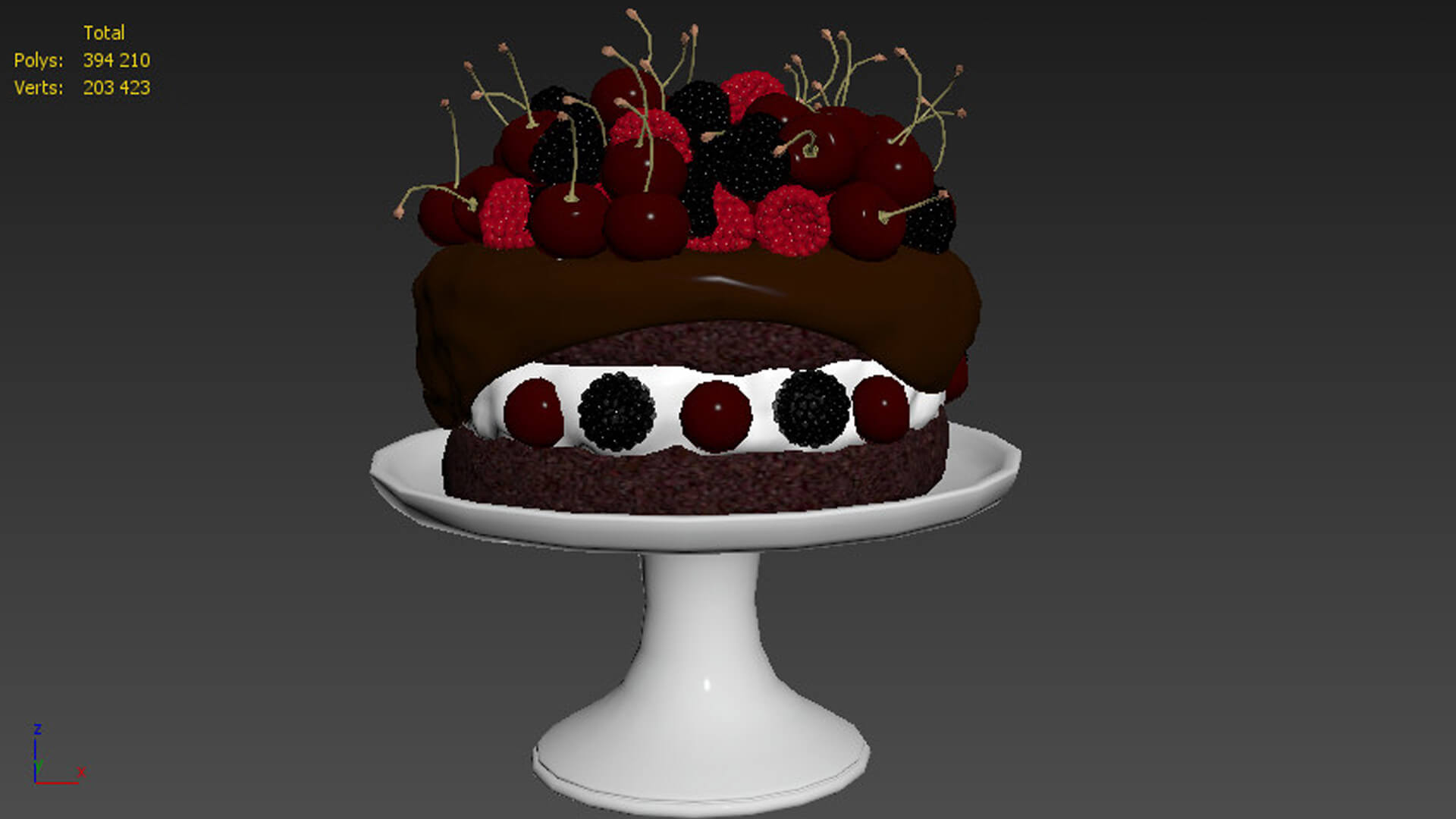 Cherry Berry Cake 3D Model by Xandra Fox