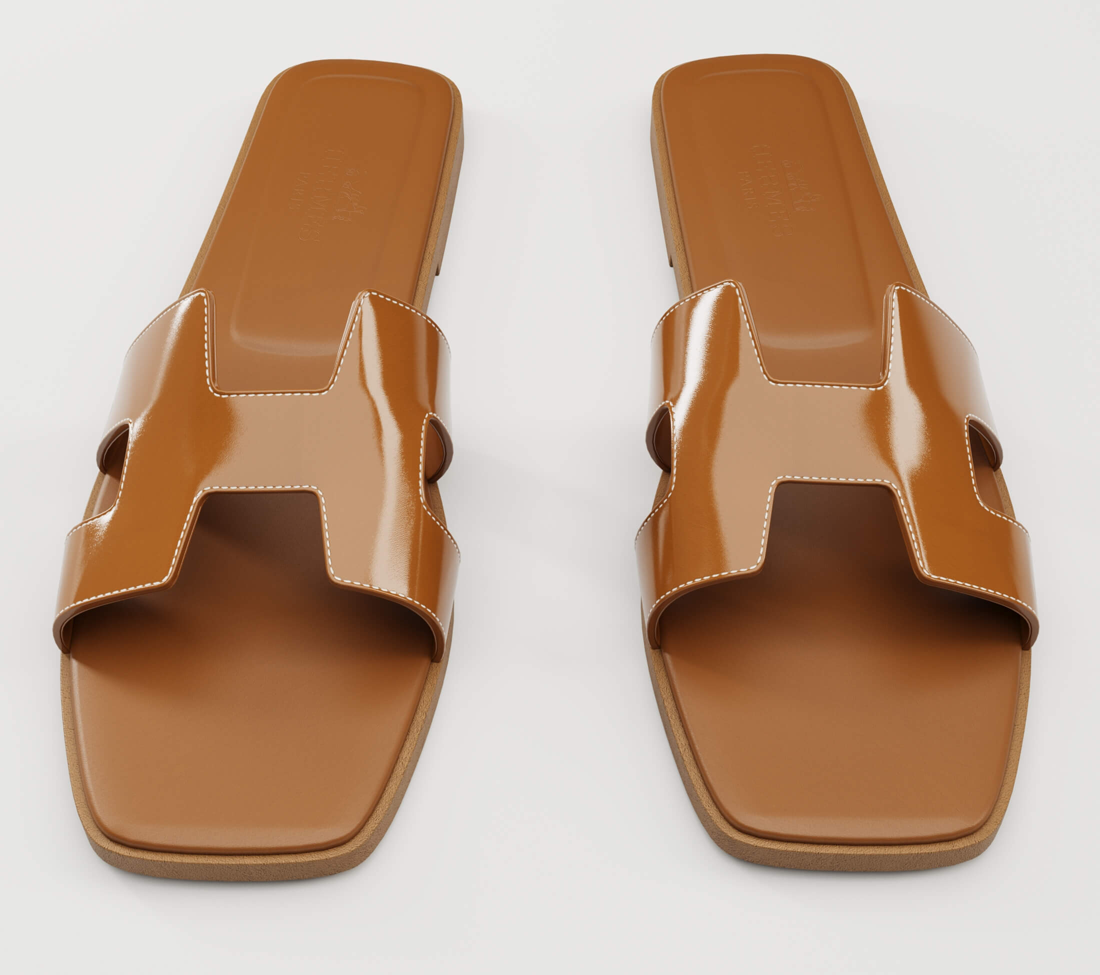 Hermes Paris Slippers Brown - 3D Model by YanaDesVal