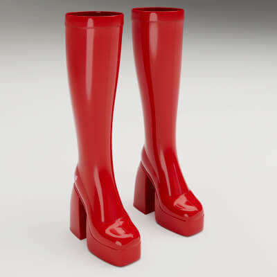 Naked Wolfe Patent Boots Red - 3D Model by YanaDesVal