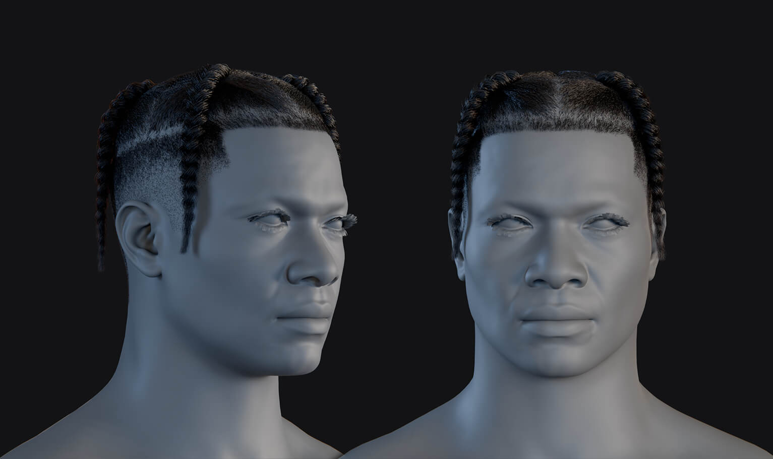 Pixelhair Hairstyle - Braids Fade 012 3D Model by Yelzkizi