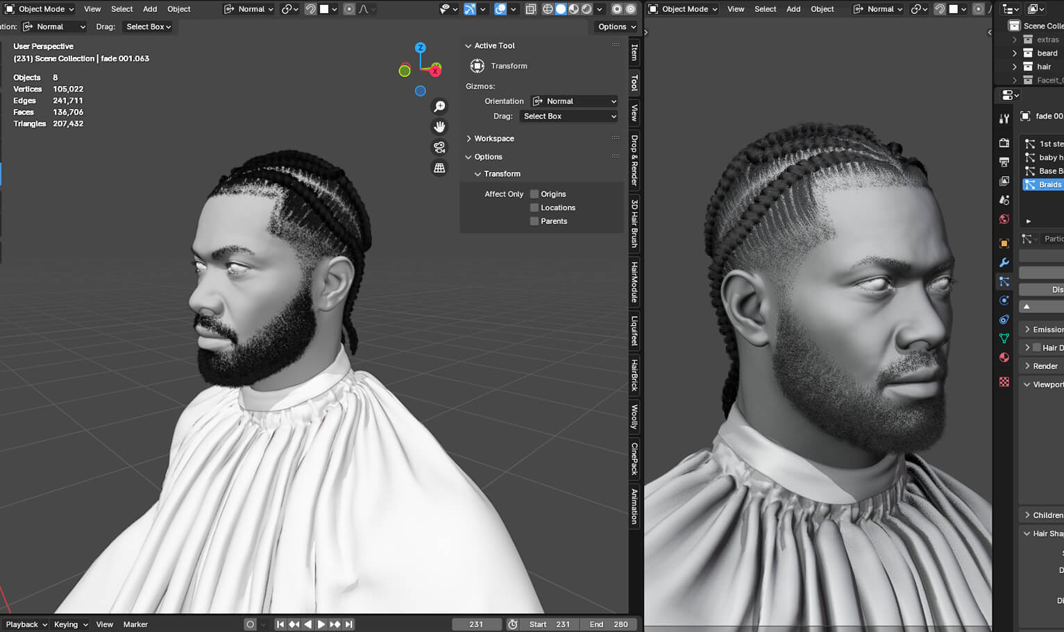 Pixelhair Hairstyle - Drake Braids 016 3D Model by Yelzkizi