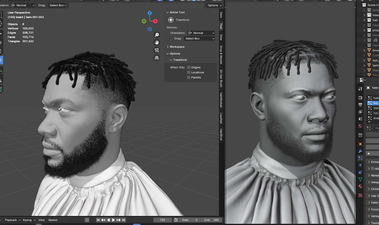 Pixelhair Hairstyle - Fingercurl Dread Fade 027 3D Model by Yelzkizi