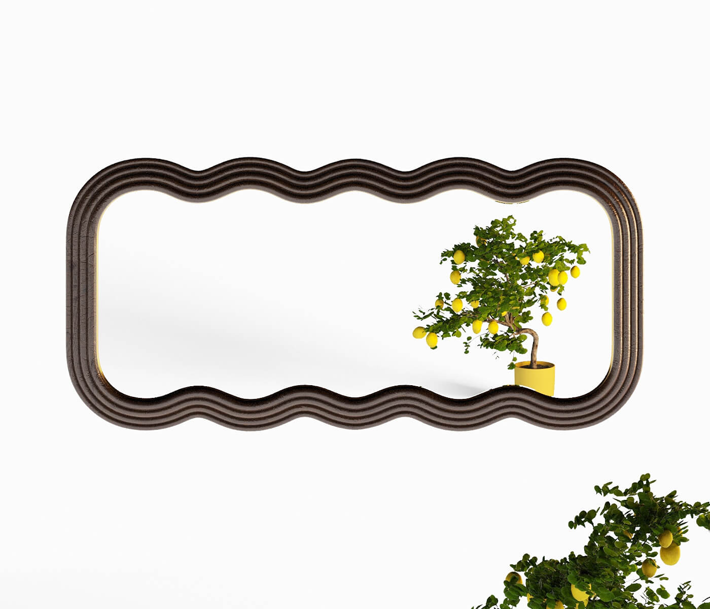 Venus Full Length Wave Mirror Walnut 3D Model by Yousee_Studio