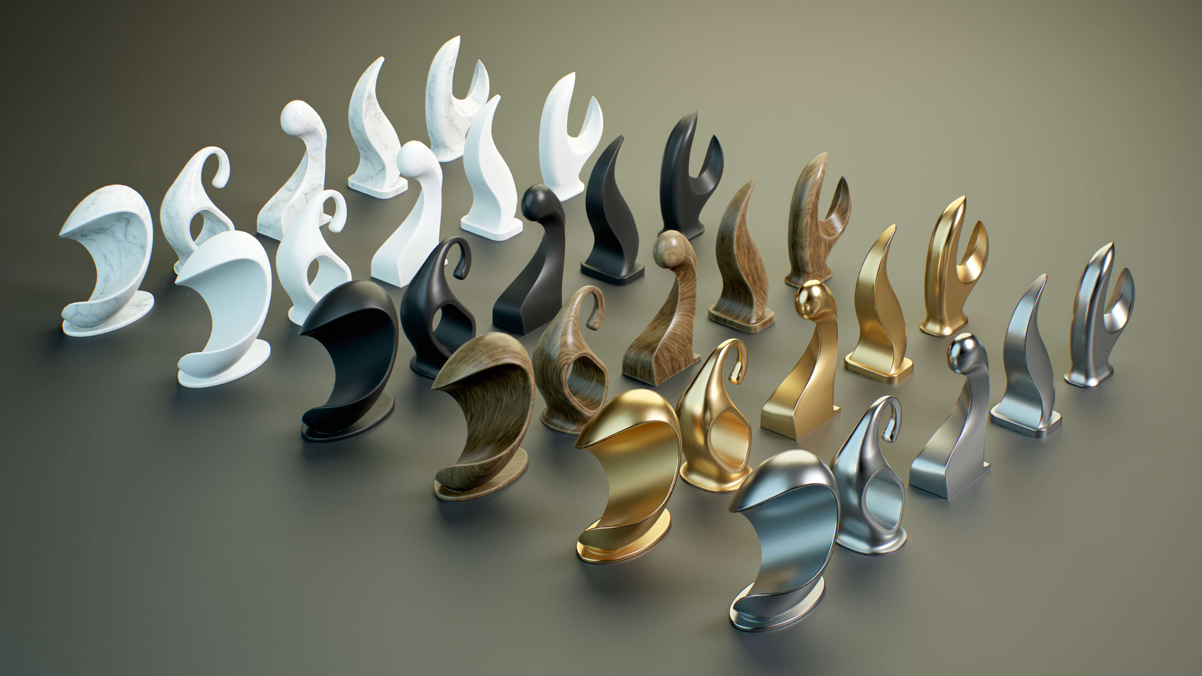Abstract 3d Statues Rfa Abstract Statues PBR - 3D Model by YuriBarinov