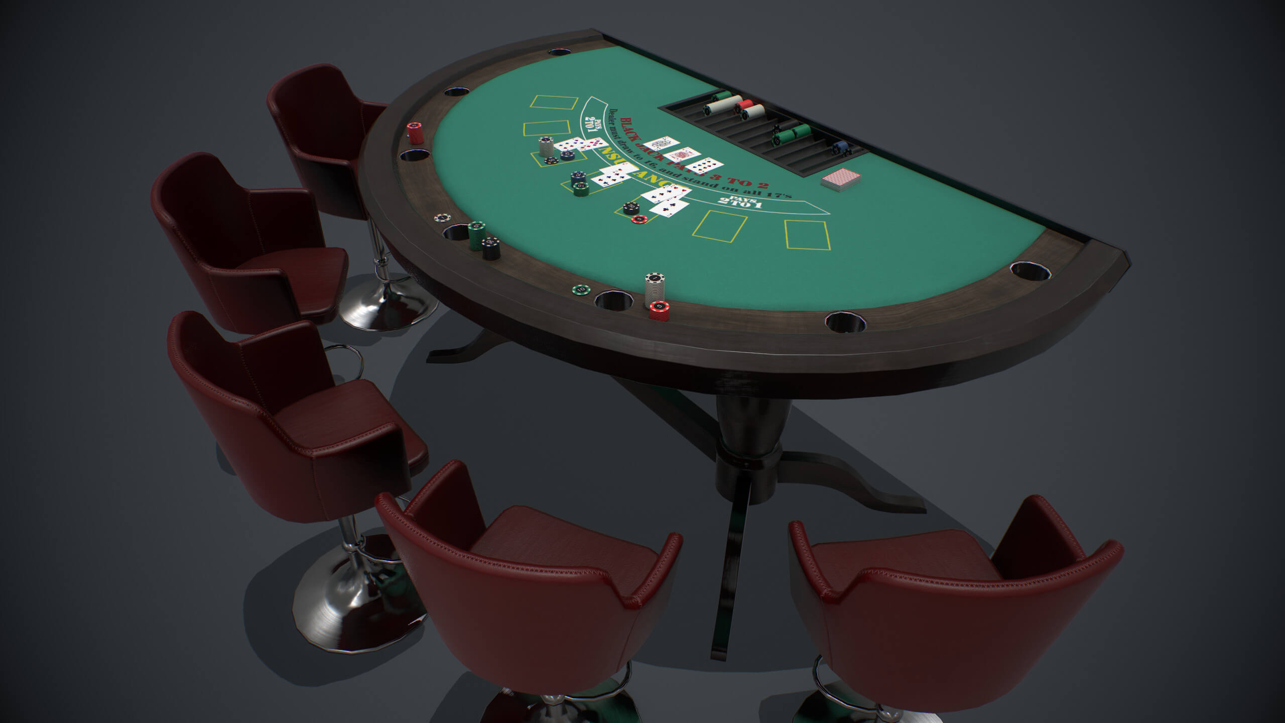 Blackjack Table PBR 3D Model by YuriBarinov