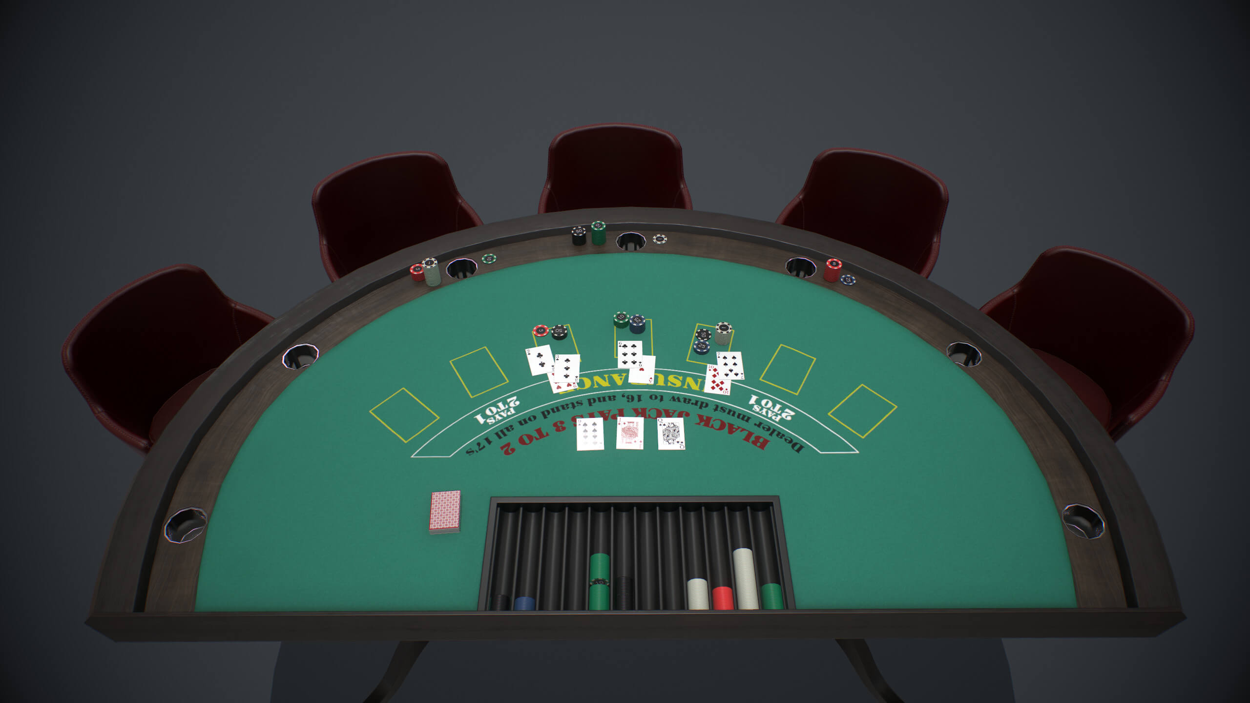 Blackjack Table PBR 3D Model by YuriBarinov