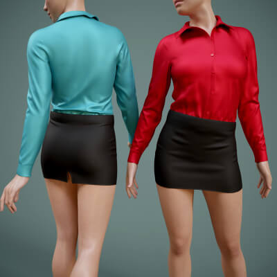 Blouse and Skirt Outfit for Genesis 9 by YuriBarinov