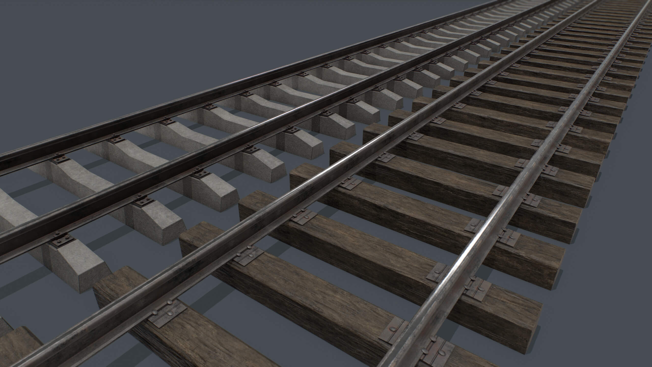 Railway Track PBR 3D Model by YuriBarinov
