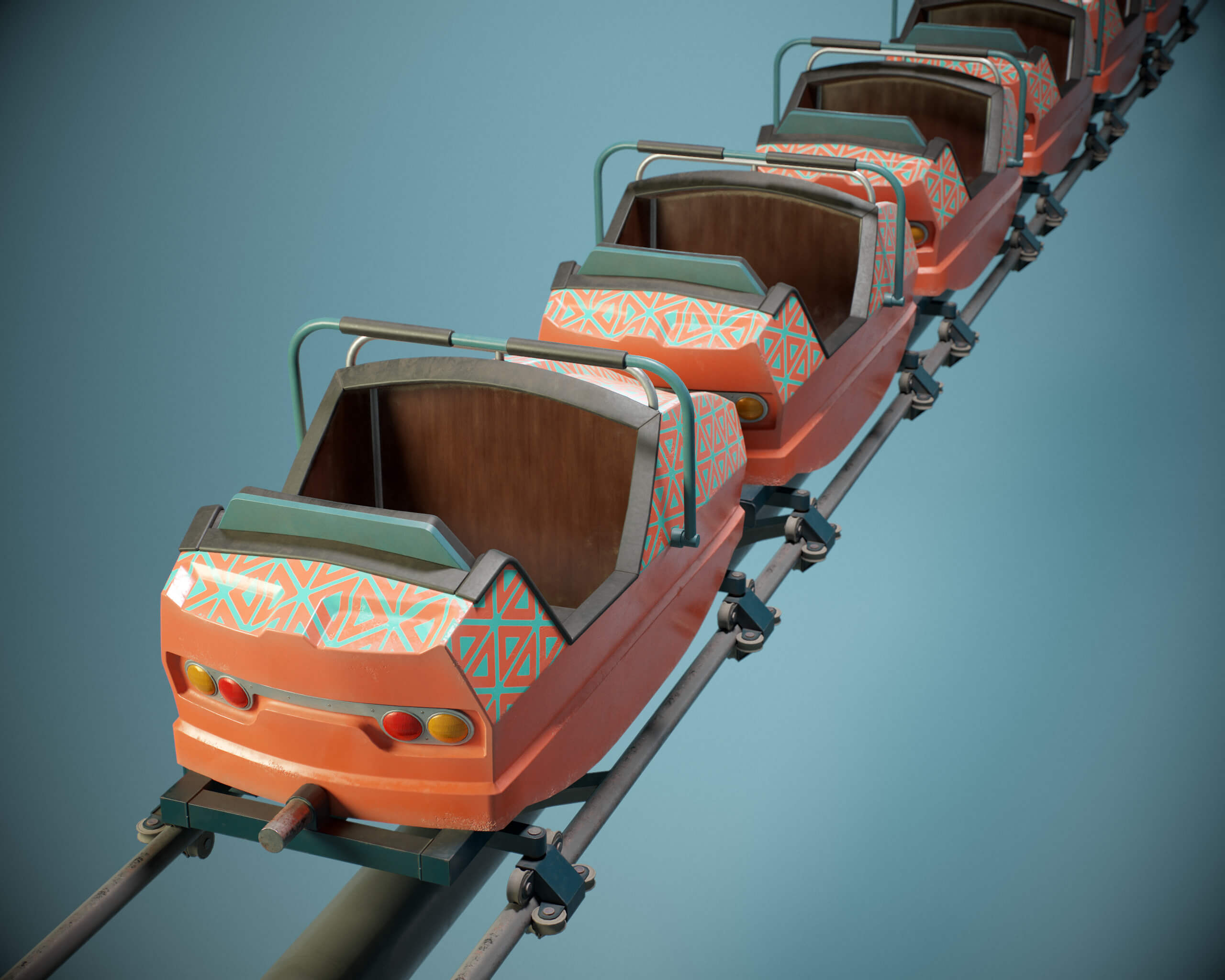Roller Coaster Cart 02 PBR Game Ready 3D Model by YuriBarinov