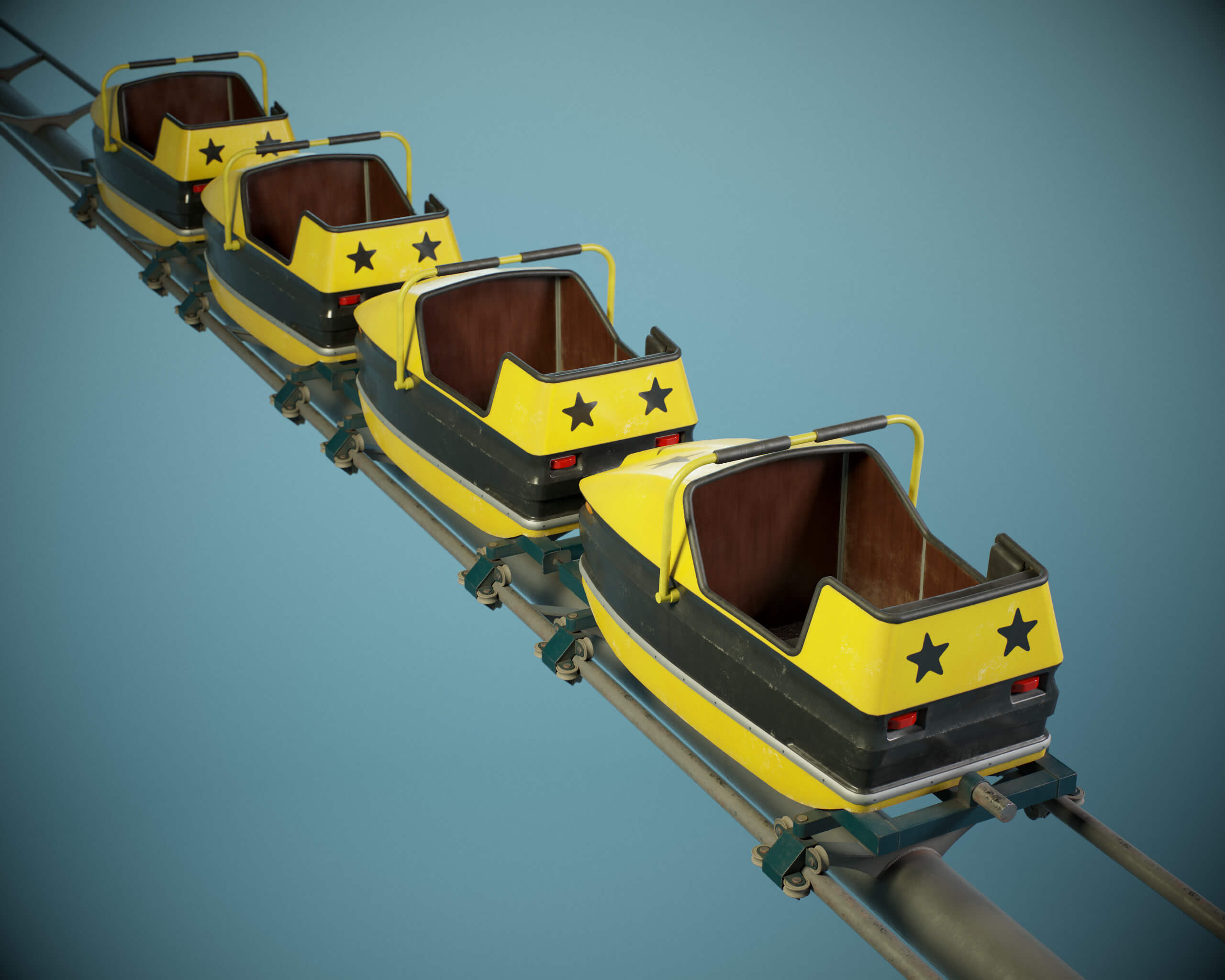 Roller Coaster Cart PBR Game Ready 3D Model by YuriBarinov