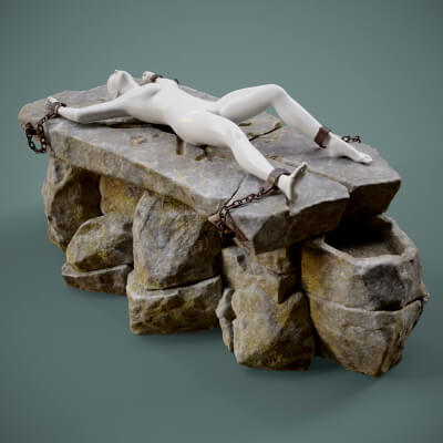 Sacrificial Stone Altar Prop with Pose G9 by YuriBarinov