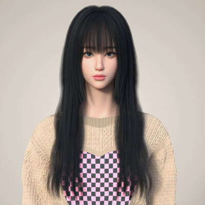 Noir Air Bangs Long Hair for Genesis 9