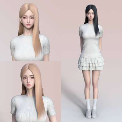 YYX Lone & Silky Center-Part Long Hair Bundle for Genesis 9