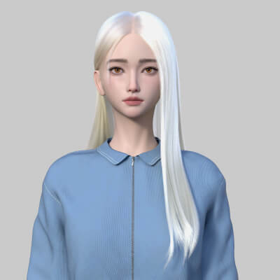 YYX Middle-Parted Long Straight Hair for Genesis 9