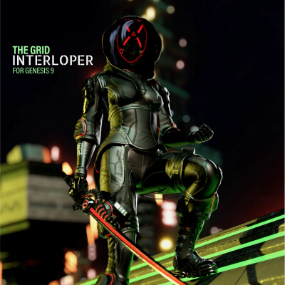The Grid Interloper - SciFi - Cyberpunk Outfit for Genesis 9