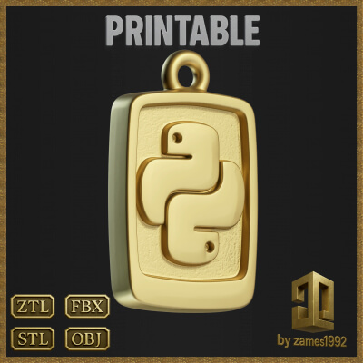 Tech Python Jewelry Charm - 3D Model by zames1992d