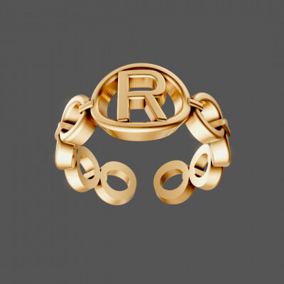 Letter R Ring - 3D Model by ZaraHM