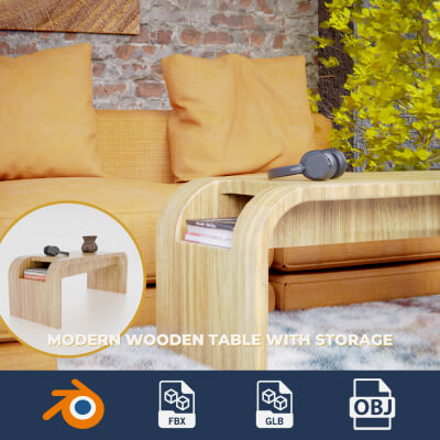 Modern Wooden Table with Storage by ZaynA
