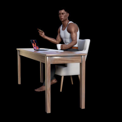 Sitting and Smoking Pose Set Three for Genesis 8