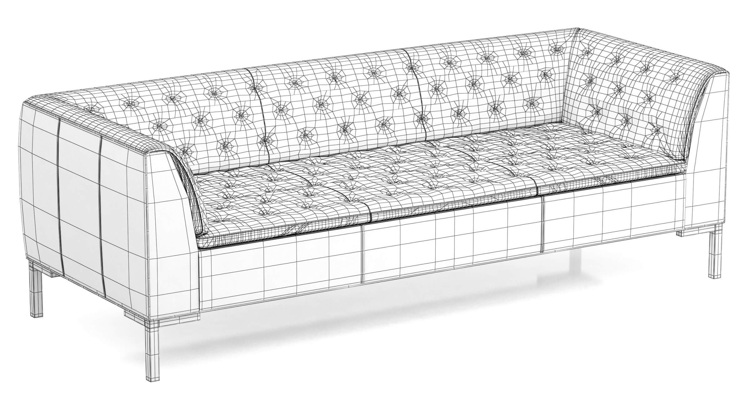 Crate and Barrel Grafton Leather Chesterfield Sofa 3D Model by zifir3d