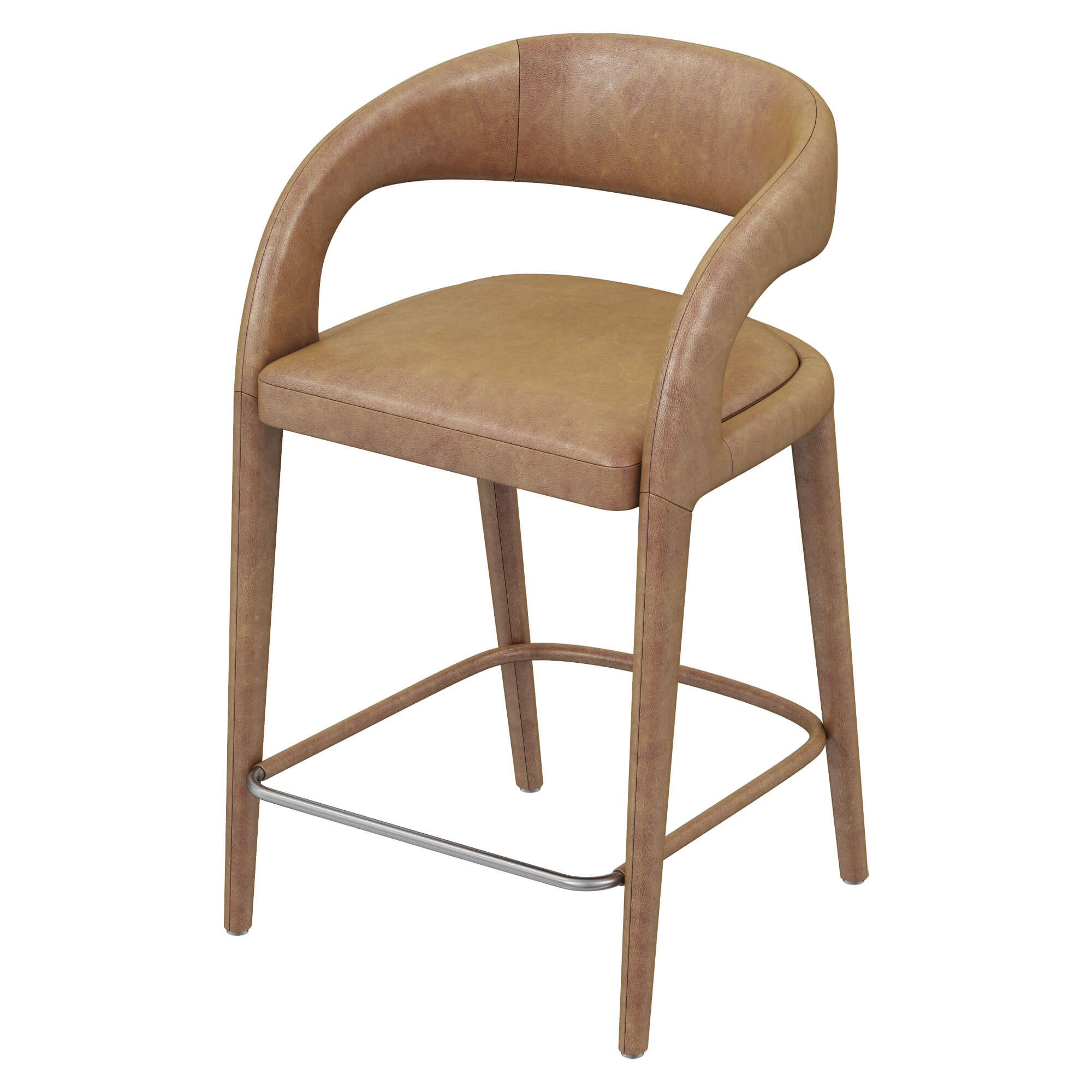 Restoration Hardware Nicola Open Barrel Leather Counter Stool - 3D ...
