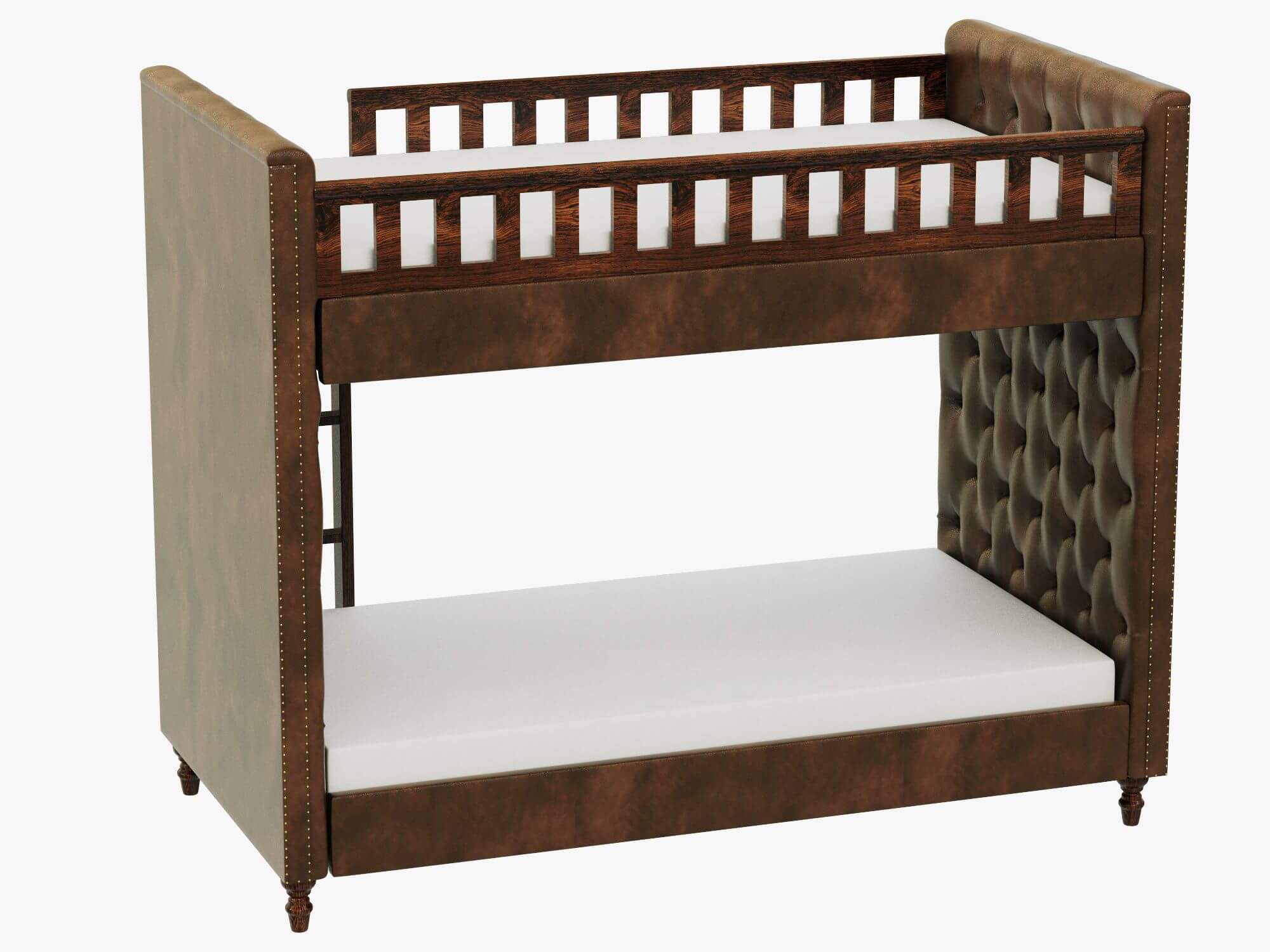 RH Chesterfield Leather Bunk Bed 3D Model by zifir3d