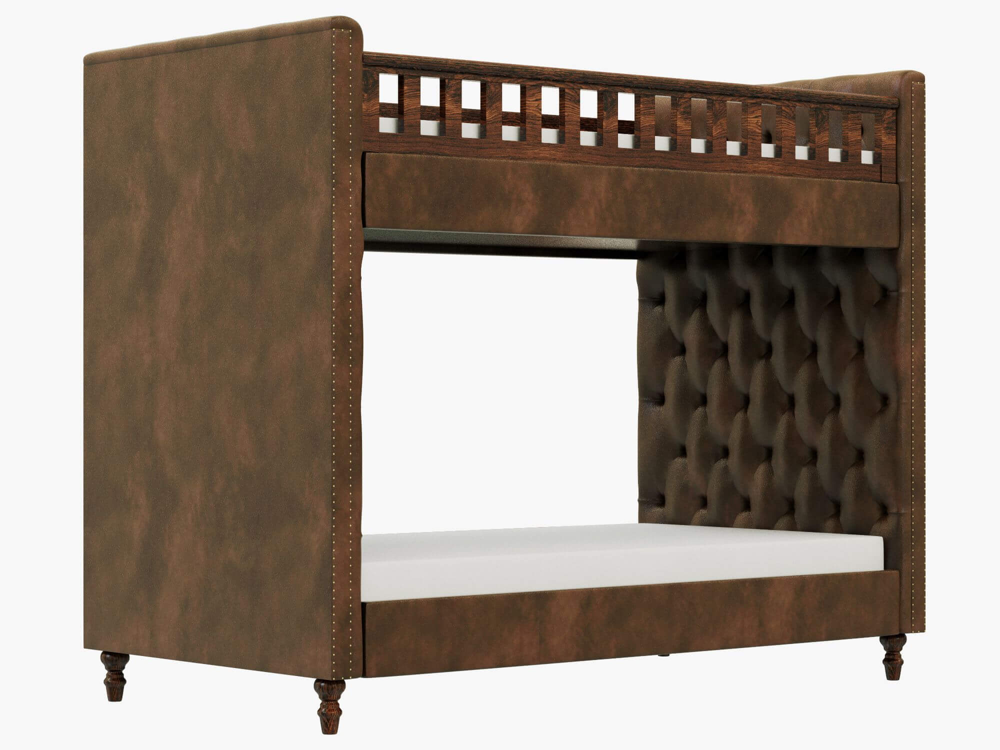 RH Chesterfield Leather Bunk Bed 3D Model by zifir3d