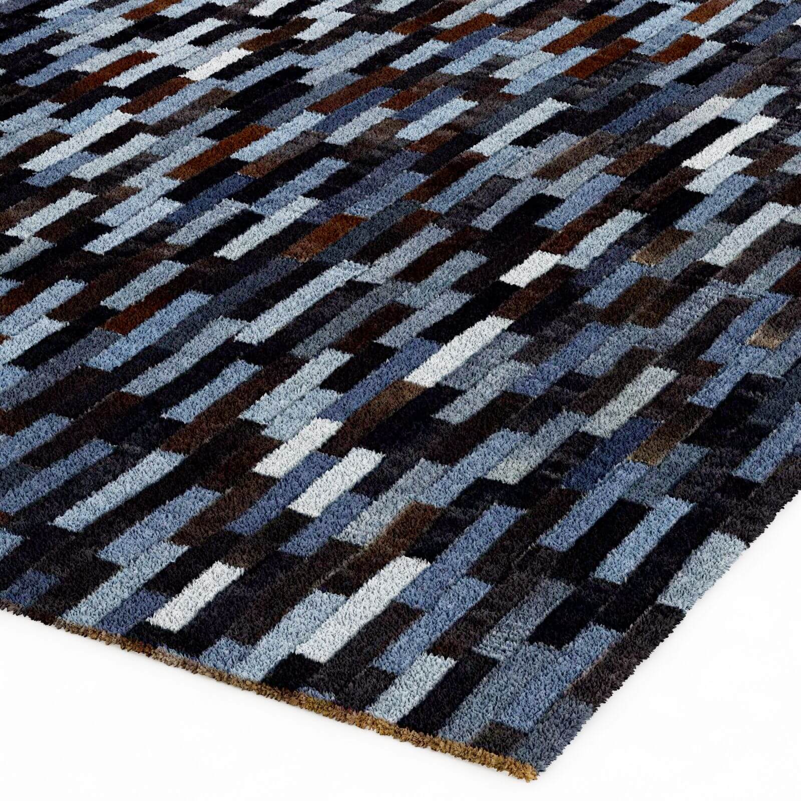 RH Denim & Cowhide Patchwork Rug 3D Model by zifir3d