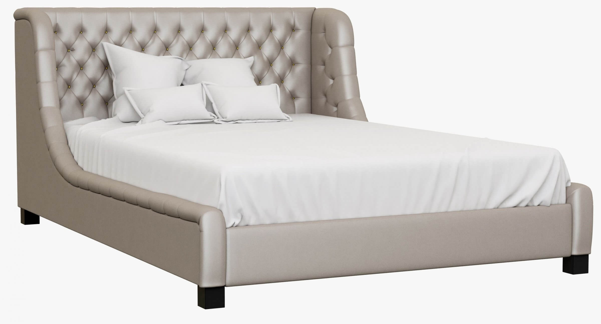 RH Devyn Tufted Upholstered Wing Bed 3D Model by zifir3d