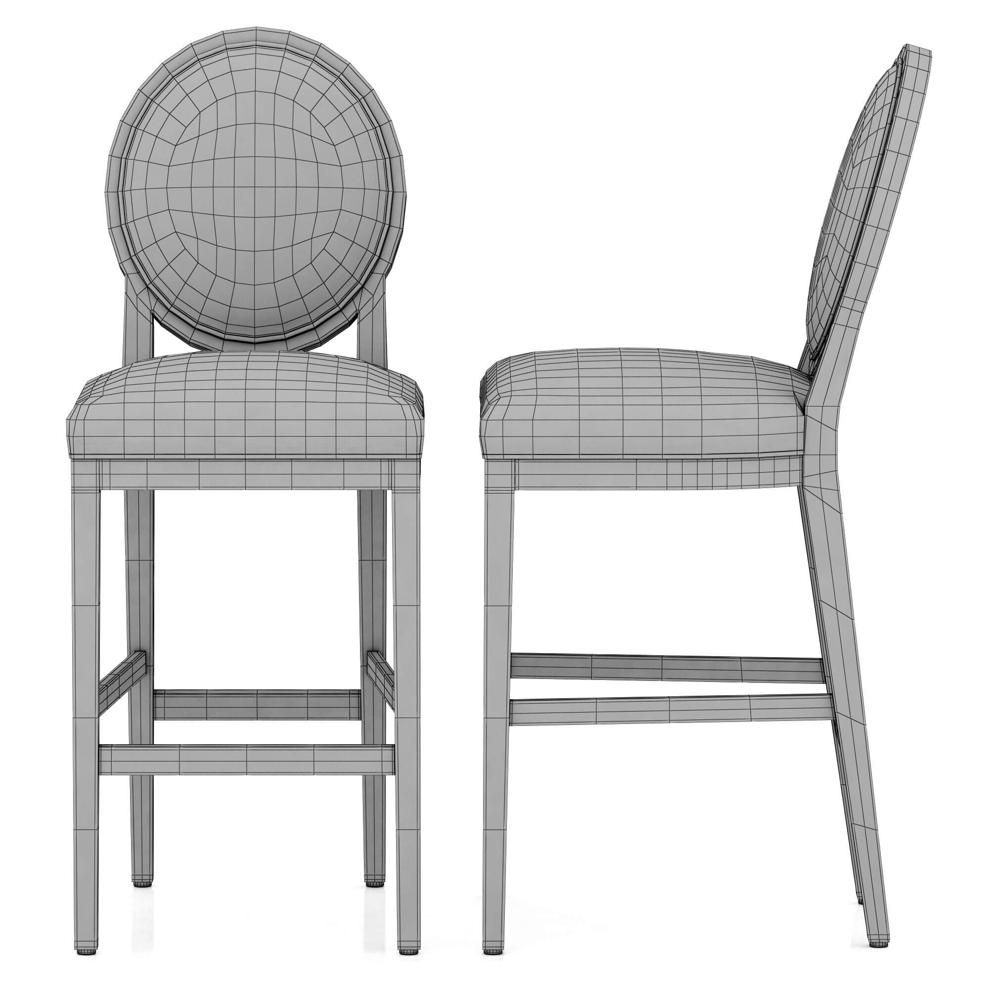 RH French Contemporary Round Leather Stool - 3D Model by zifir3d